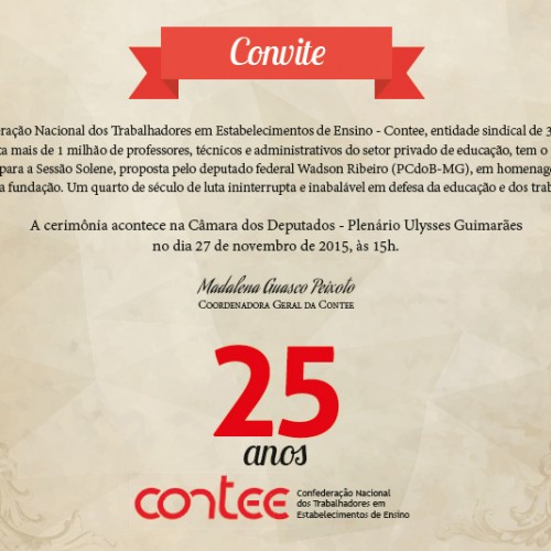 Sessão Solene homenageia os 25 anos da Contee