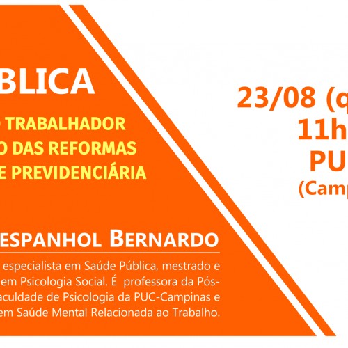 Aula Pública: A Saúde do Trabalhador no Contexto das Reformas Trabalhista e Previdenciária