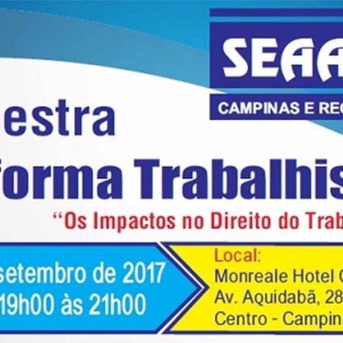 Palestra sobre Reforma Trabalhista discutirá os impactos no direito do trabalhador