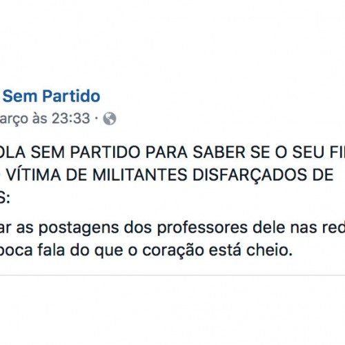 Escola Sem Partido prega perseguição a professores nas redes sociais