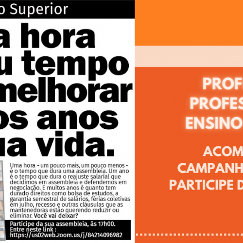 IMPORTANTE | É na sexta-feira (13/5), às 17h, a nova assembleia do Ensino Superior