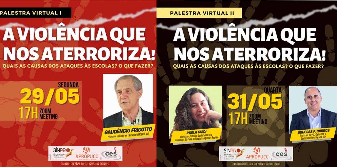 Palestras Virtuais discutirão as causas e ações possíveis da violência contra as escolas