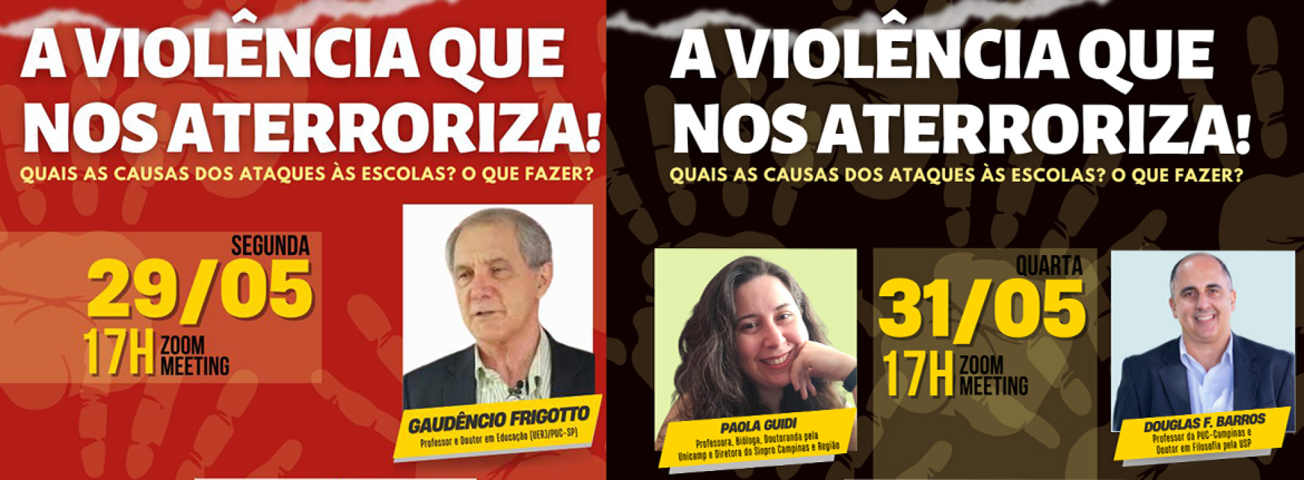 Palestras Virtuais discutirão as causas e ações possíveis da violência contra as escolas