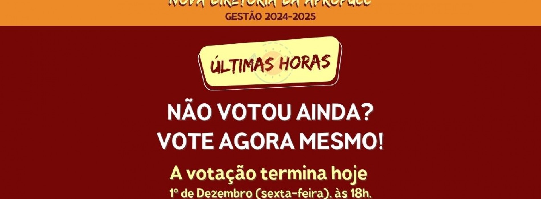 Chamada Urgente: hoje às 18h termina a eleição da APROPUCC