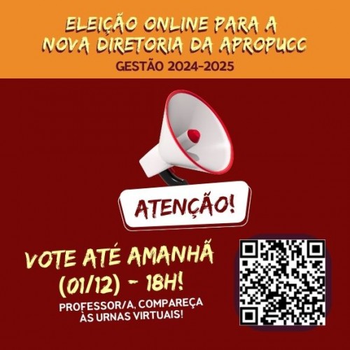 Associados/as têm até amanhã (01/12) para escolher a nova diretoria da APROPUCC